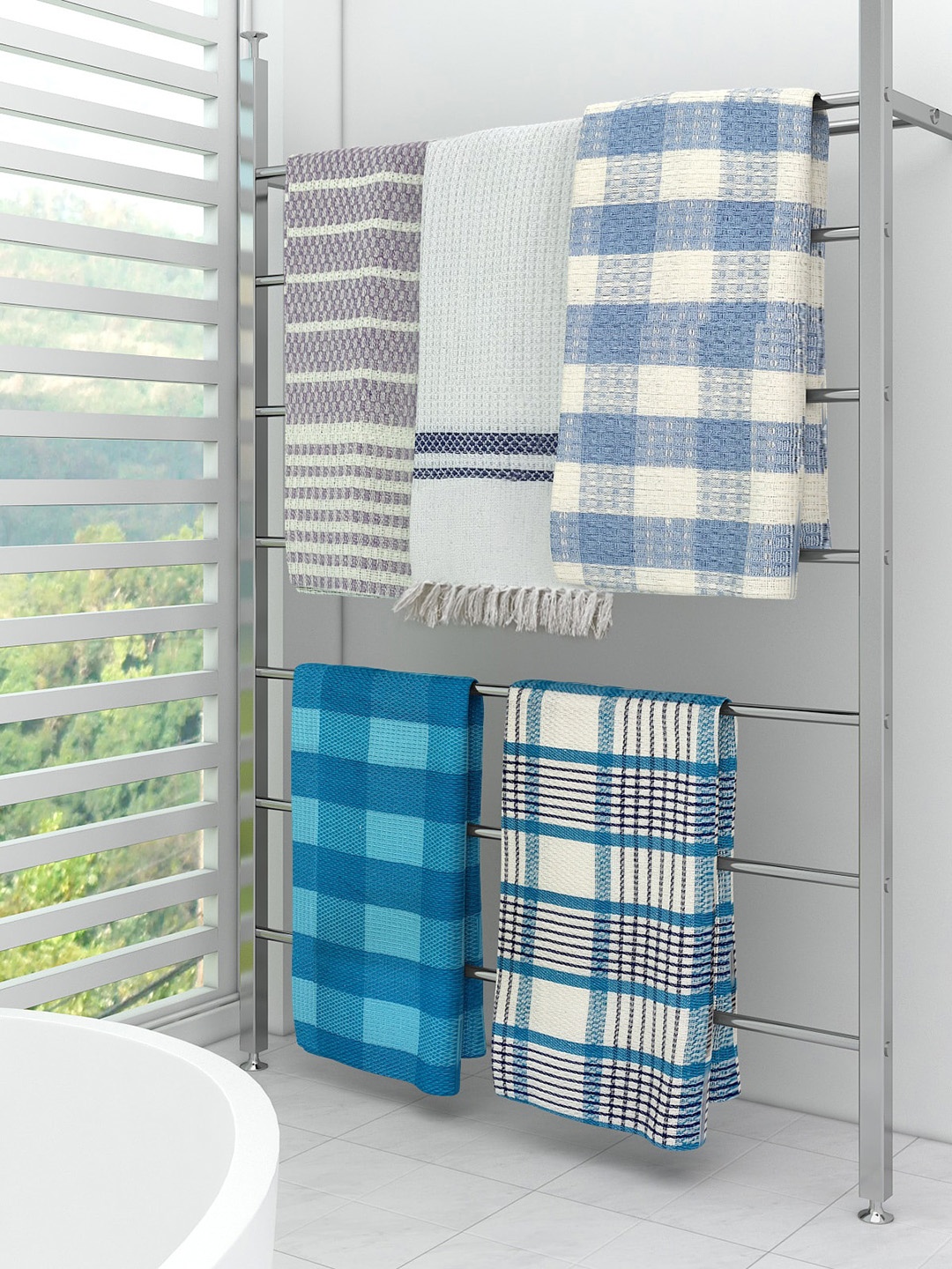 

Athom Trendz Set Of 4 Striped 210 GSM Cotton Bath Towels, Multi