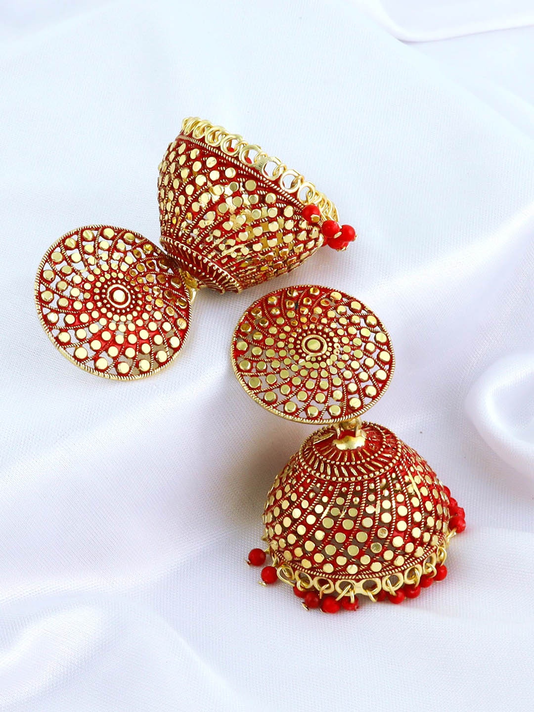 

Fashion Frill Red Contemporary Jhumkas Earrings