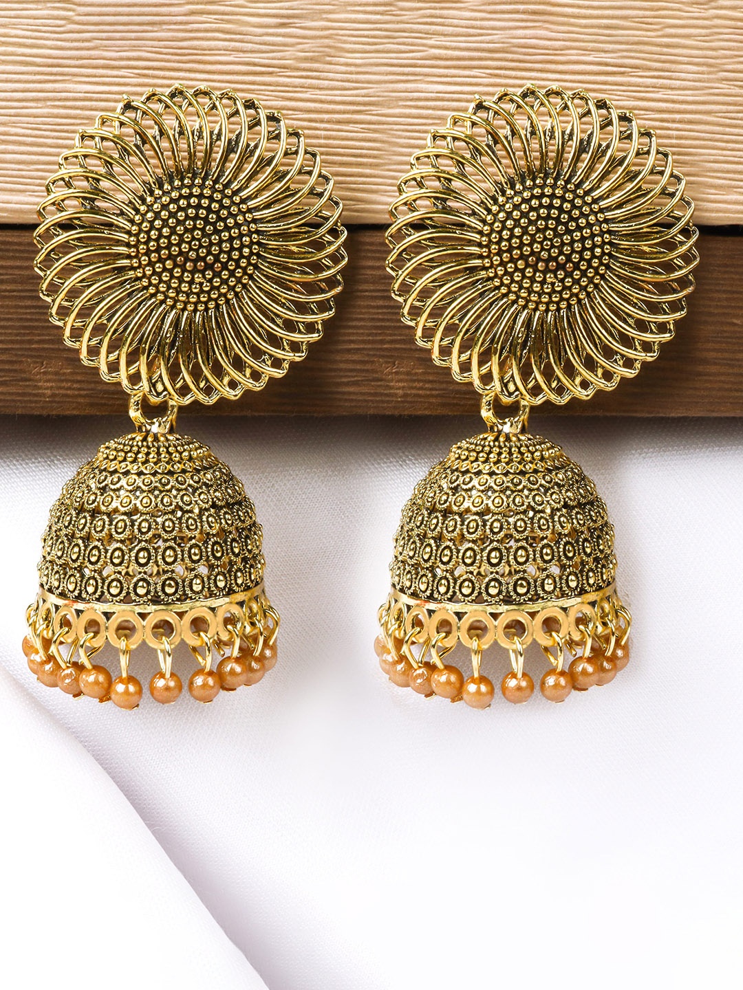 

Fashion Frill Beige Contemporary Jhumkas Earrings