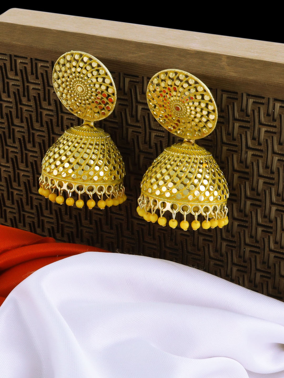 

Fashion Frill Yellow Contemporary Jhumkas Earrings