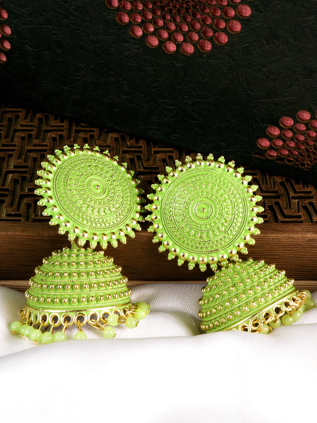

Fashion Frill Green Contemporary Jhumkas Earrings