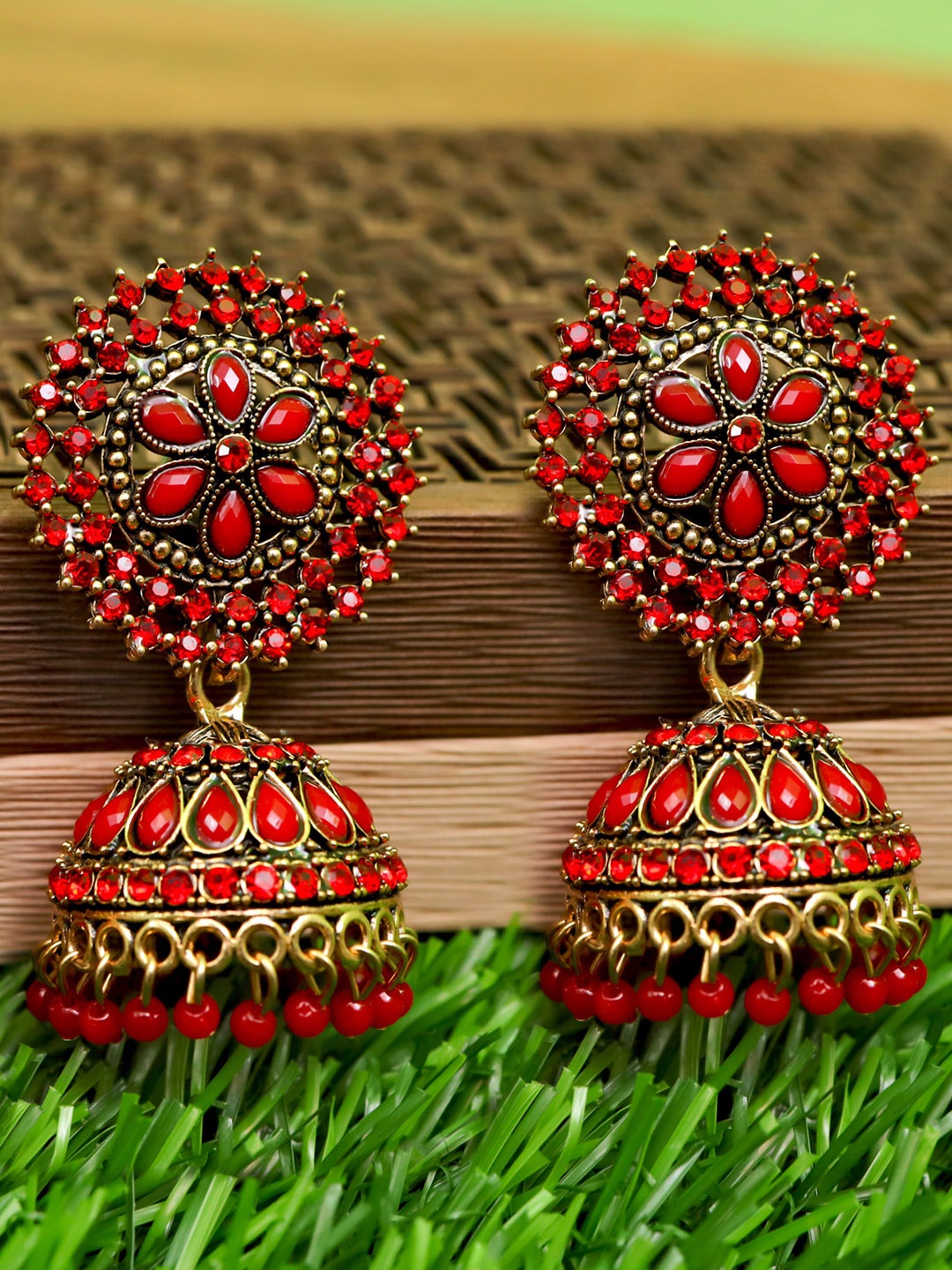 

Fashion Frill Red Contemporary Jhumkas Earrings