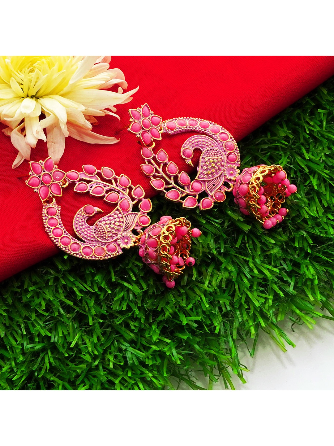

Fashion Frill Pink Contemporary Jhumkas Earrings