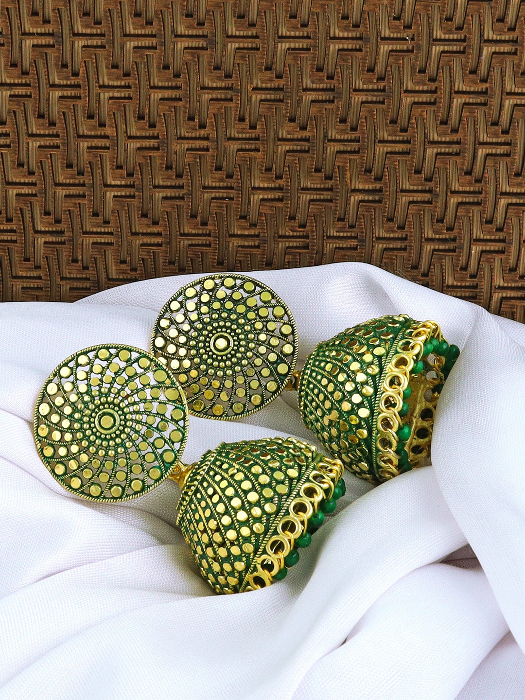 

Fashion Frill Green Contemporary Jhumkas Earrings