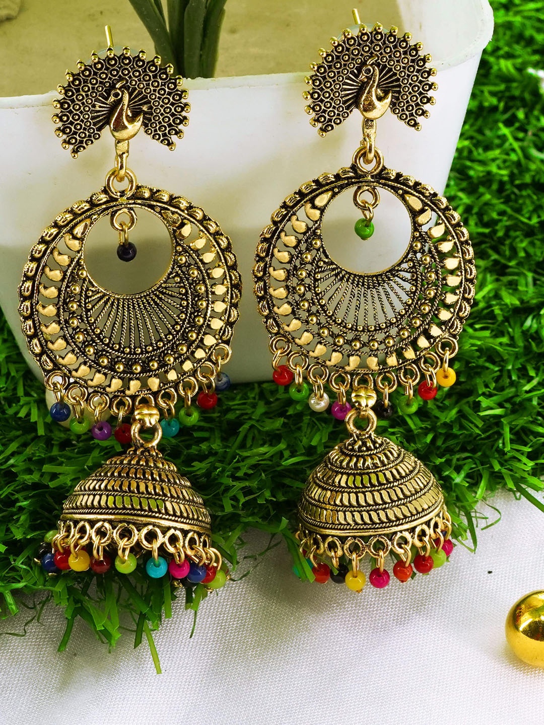 

Fashion Frill Multicoloured Contemporary Jhumkas Earrings, Multi