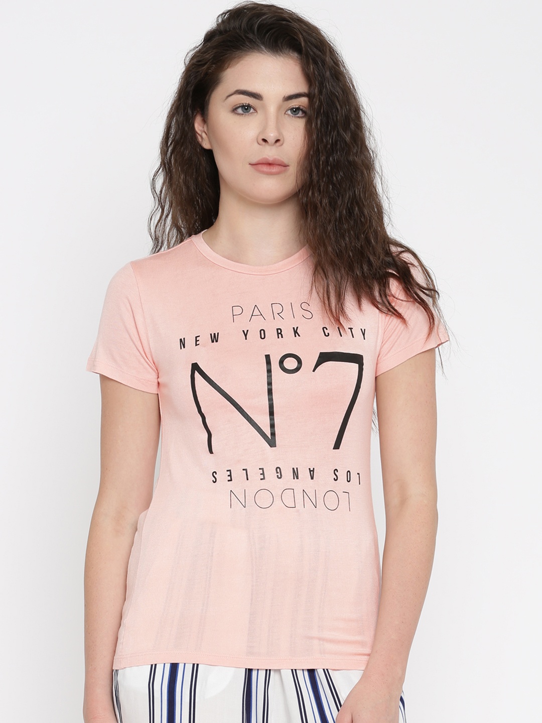 

ALCOTT Women Peach Printed T-shirt