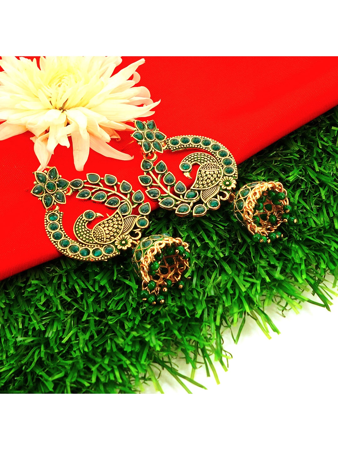 

Fashion Frill Green Contemporary Jhumkas Earrings