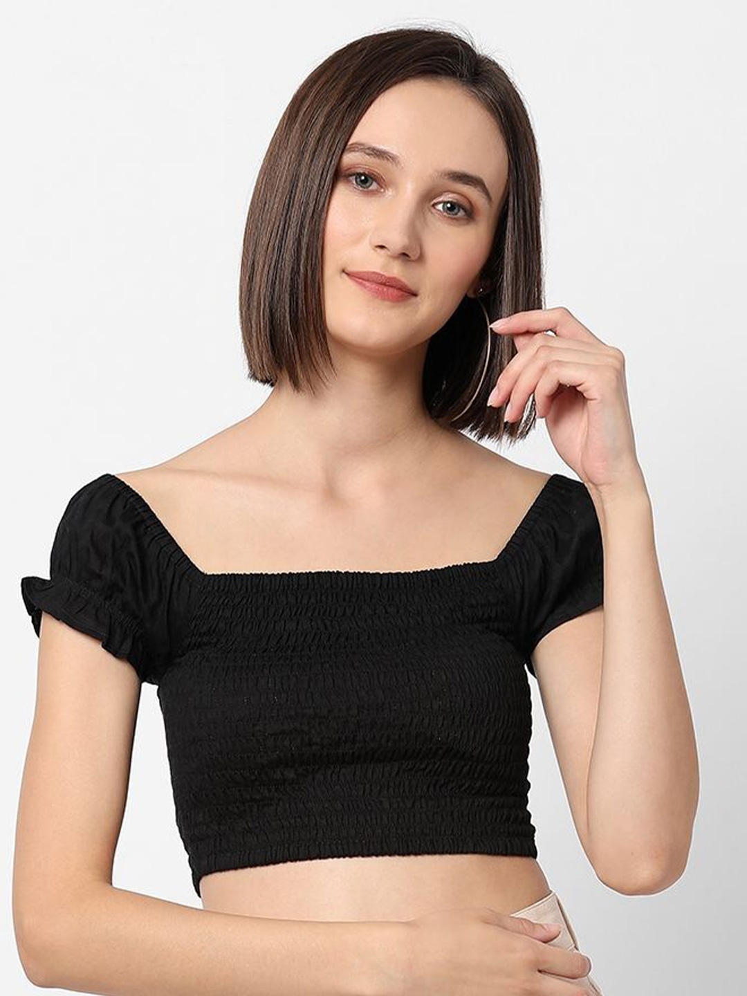 

VASTRADO Black Bardot Crop Top