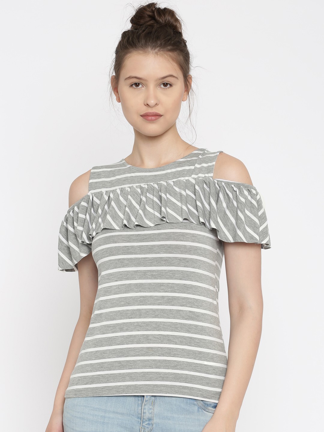 

ALCOTT Women Grey Striped Top