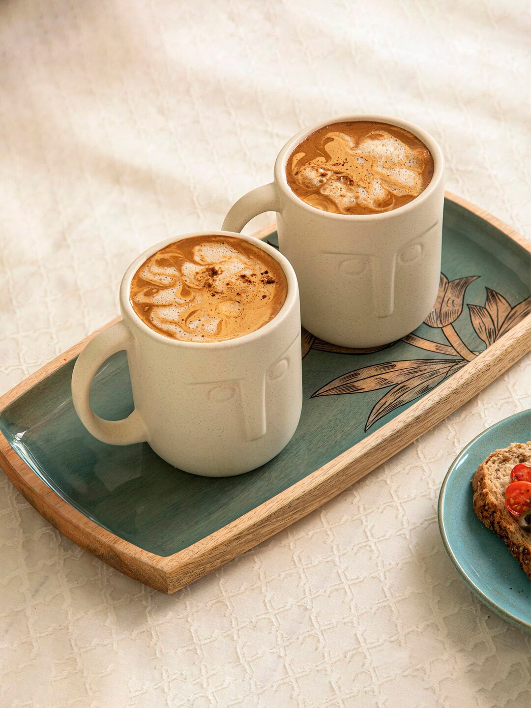 

ellementry Cream-Coloured Textured Ceramic Glossy Mugs Set of Cups and Mugs