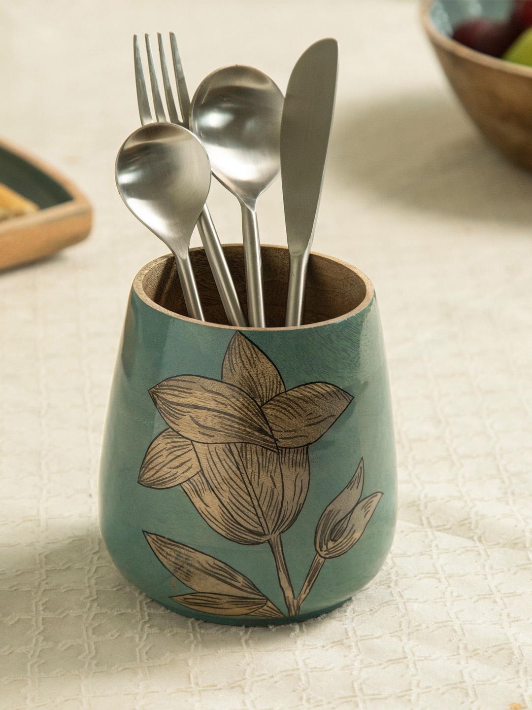 

ellementry Blue Floral Print Iris Cutlery Holder