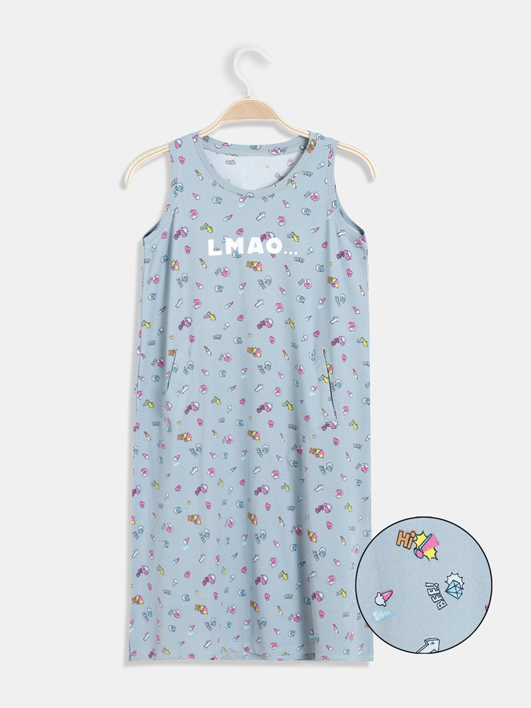 

Zivame Girls Grey Printed Nightdress
