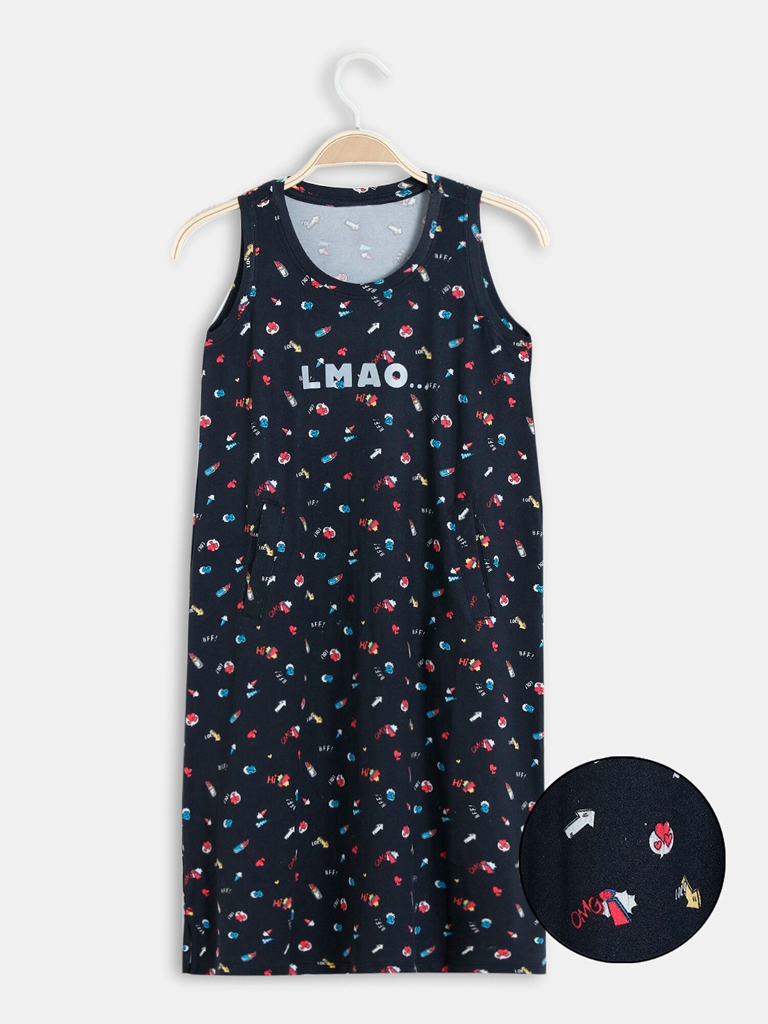

Zivame Girls Black Printed Nightdress