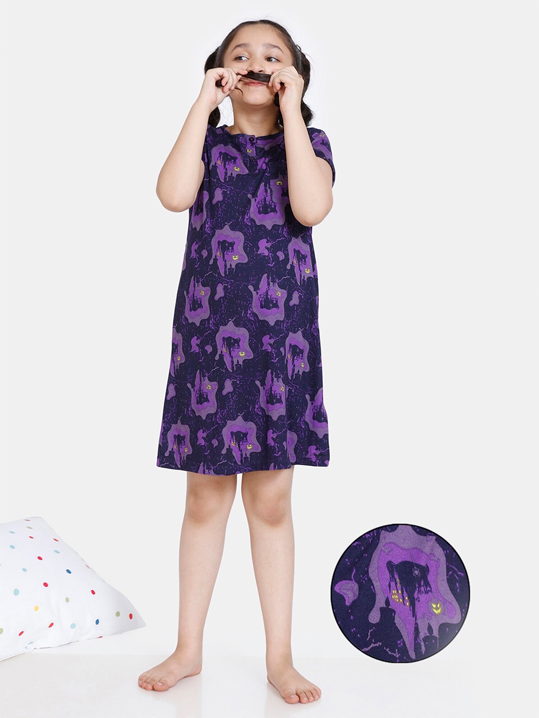 

Zivame Girls Purple Printed Nightdress