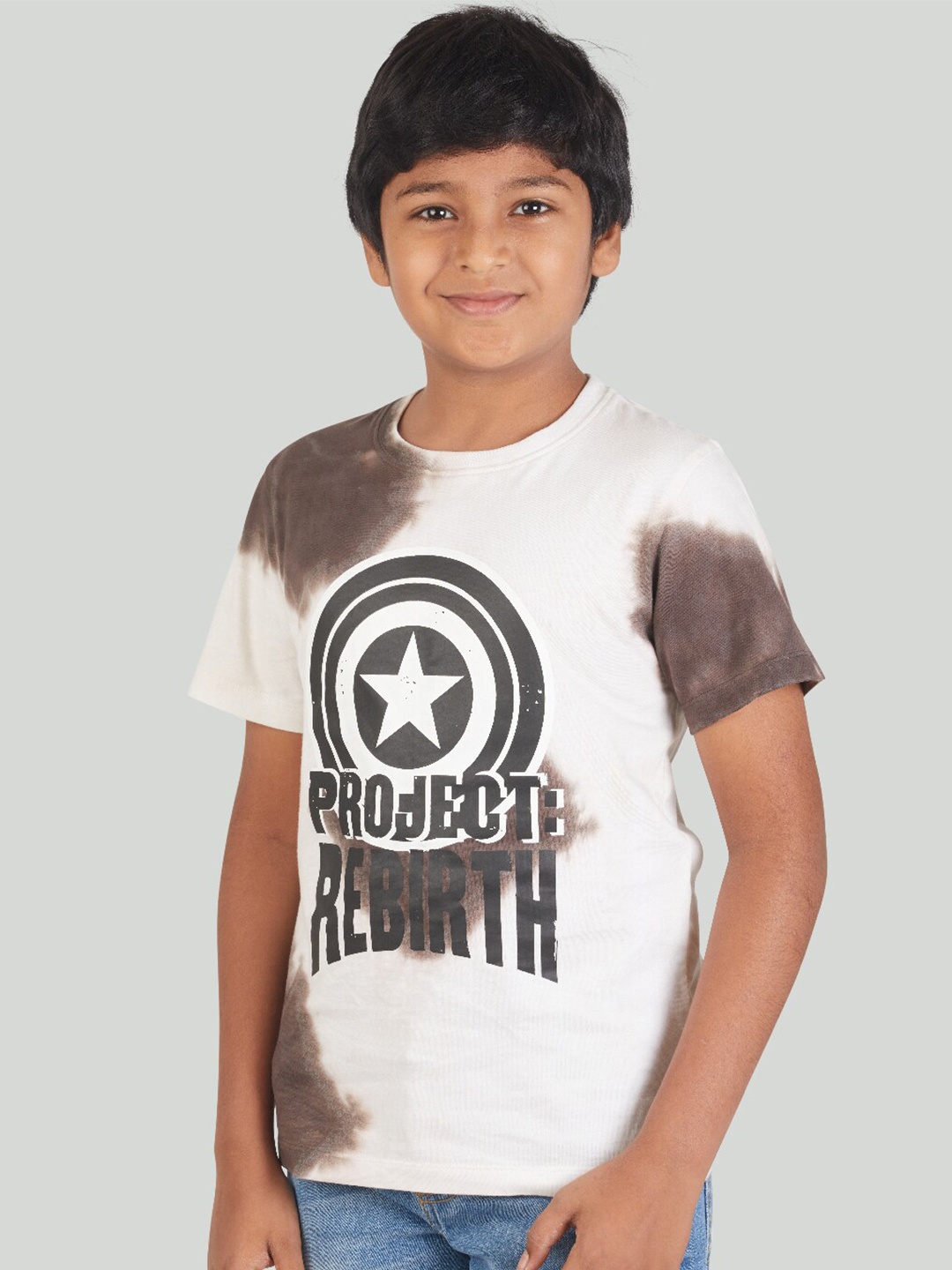 

Zalio Boys Off White Captain America Printed T-shirt