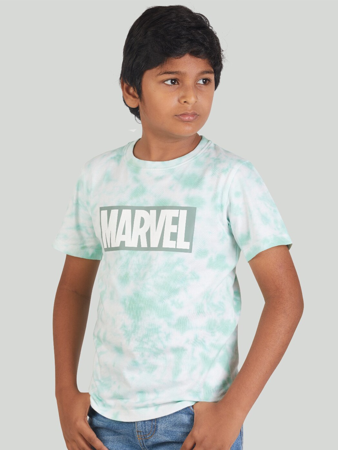 

Zalio Boys White Dyed Marvel Printed T-shirt