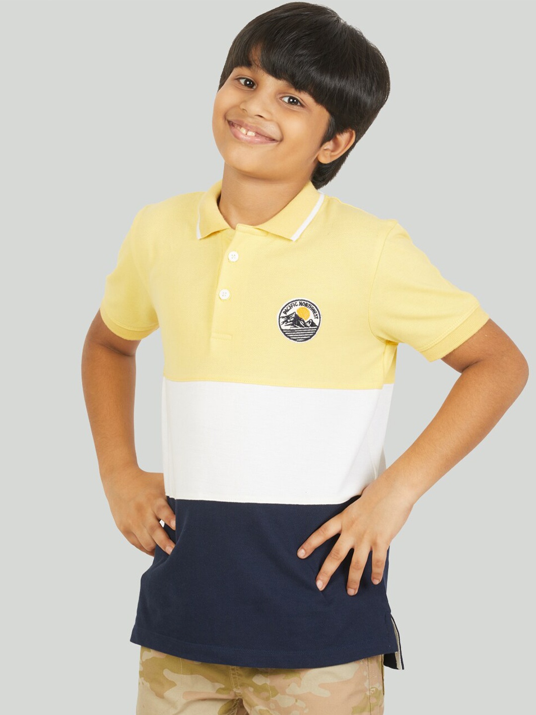 

Zalio Boys Multicoloured Colourblocked Applique T-shirt, Multi