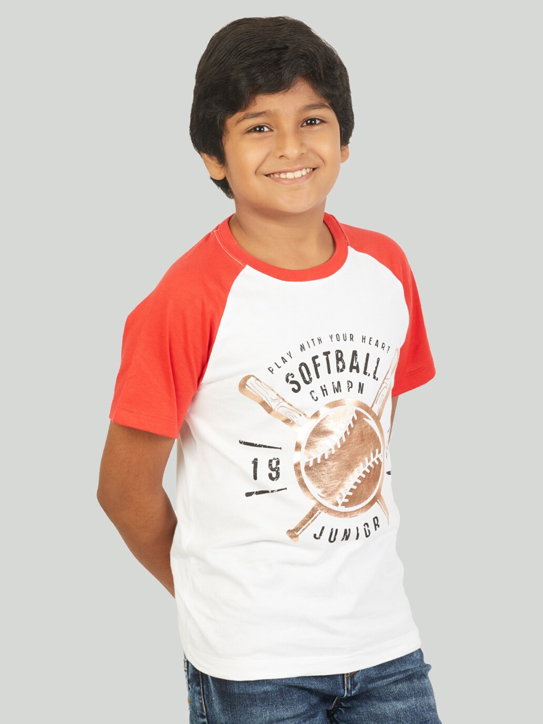 

Zalio Boys White Typography Printed Raw Edge T-shirt