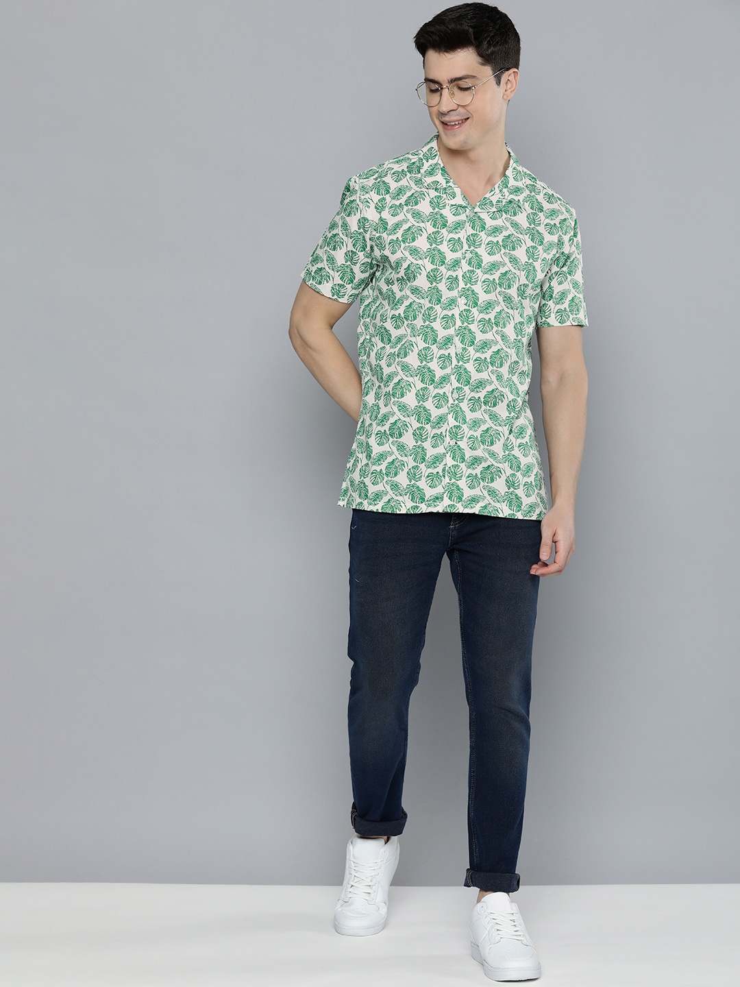 

Mast & Harbour Tropical Printed Casual Shirt, Green