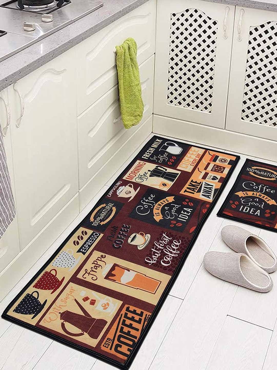 

AAZEEM Brown Set Of 2 Abstract Print Floor Runner