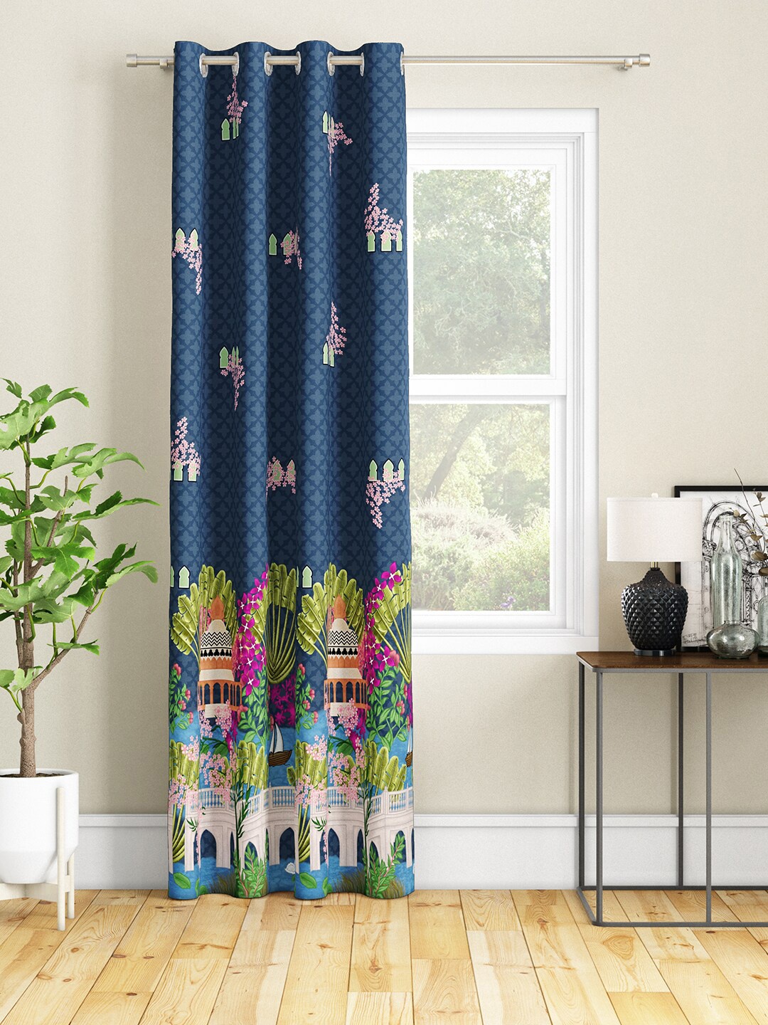 

SEJ by Nisha Gupta Blue & Pink Door Curtain