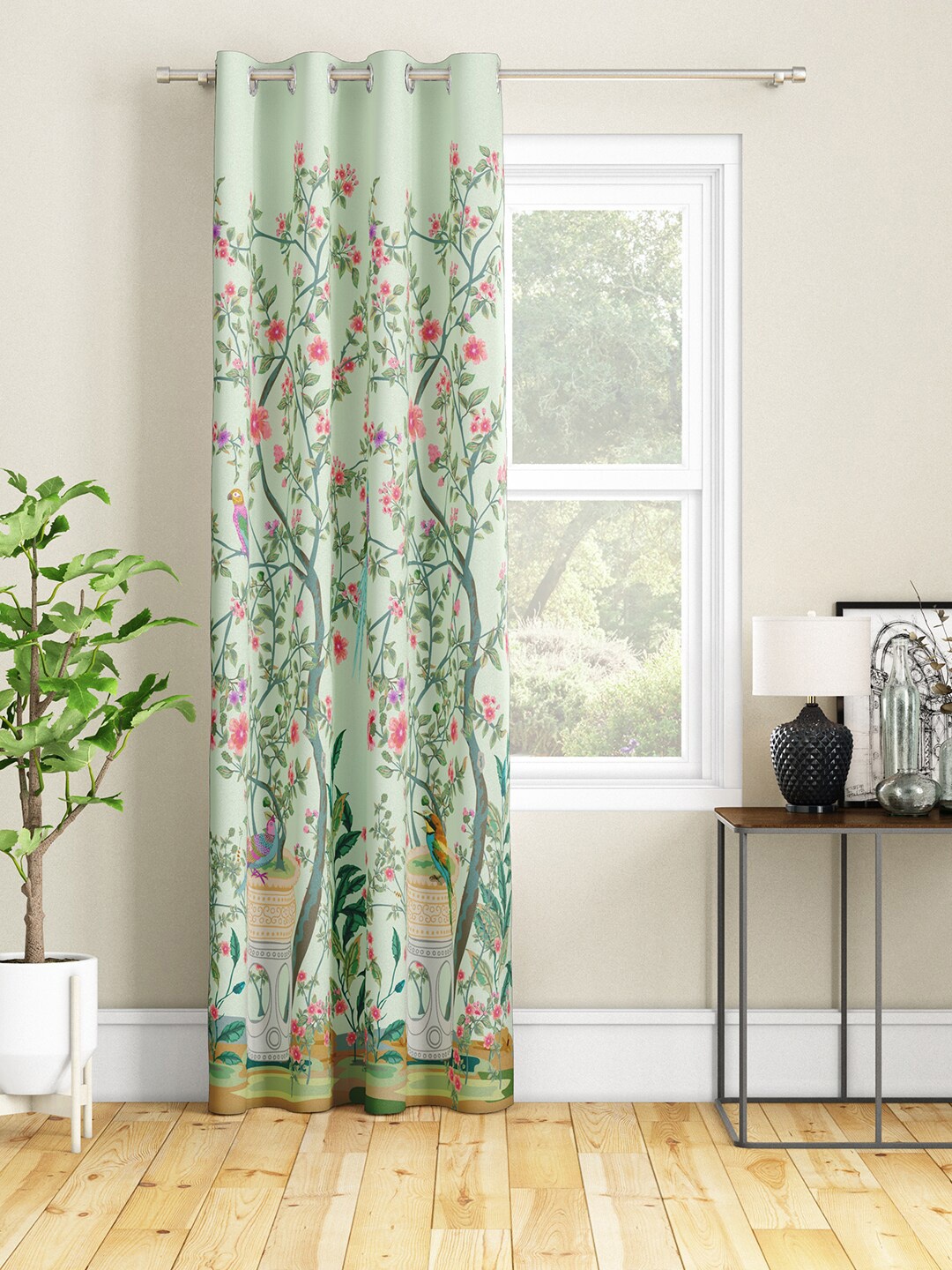 

SEJ by Nisha Gupta Green & Red Floral Long Door Curtain