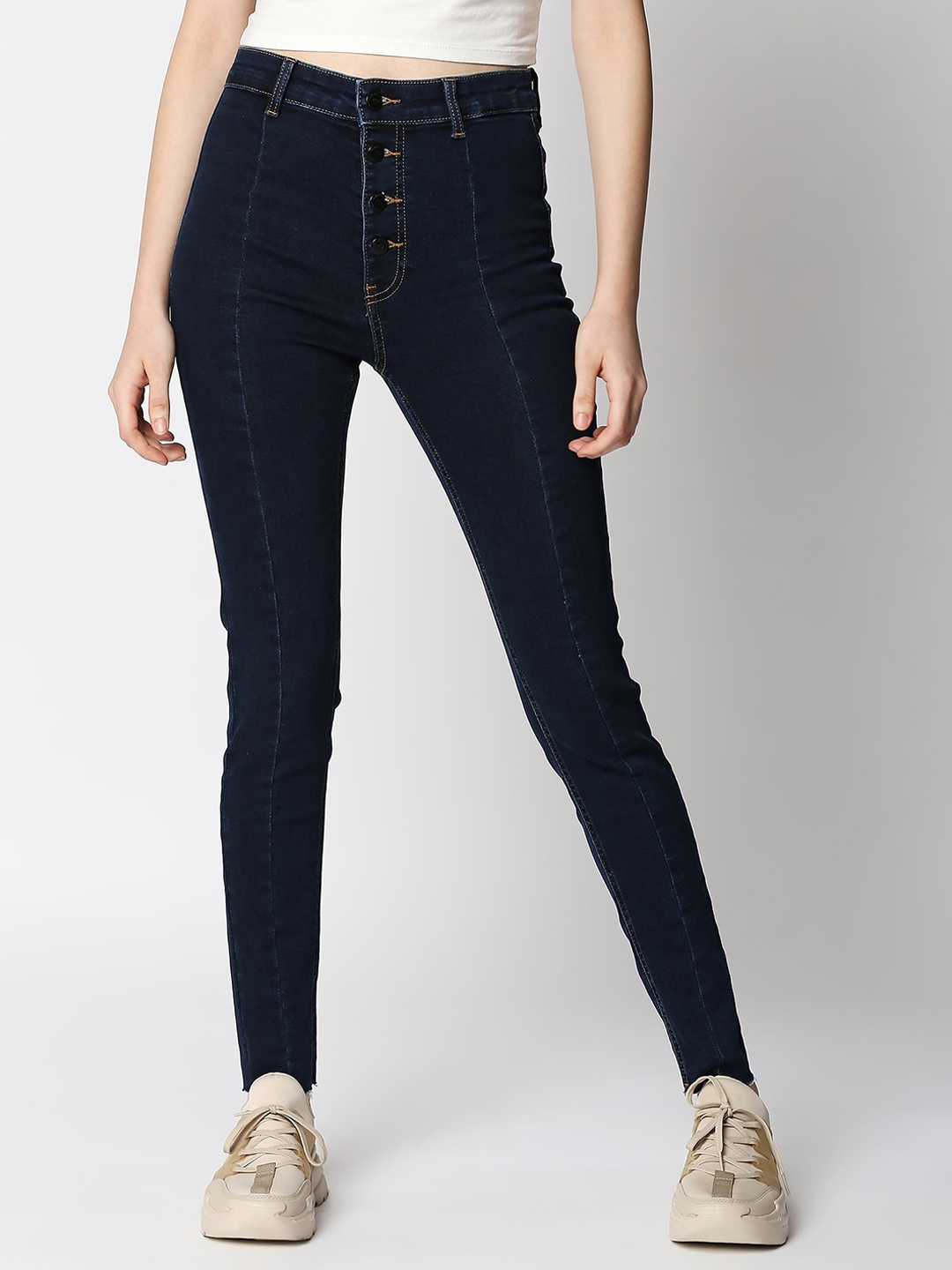 

LOVEGEN Women Blue Tube Skinny Fit High-Rise Stretchable Jeans
