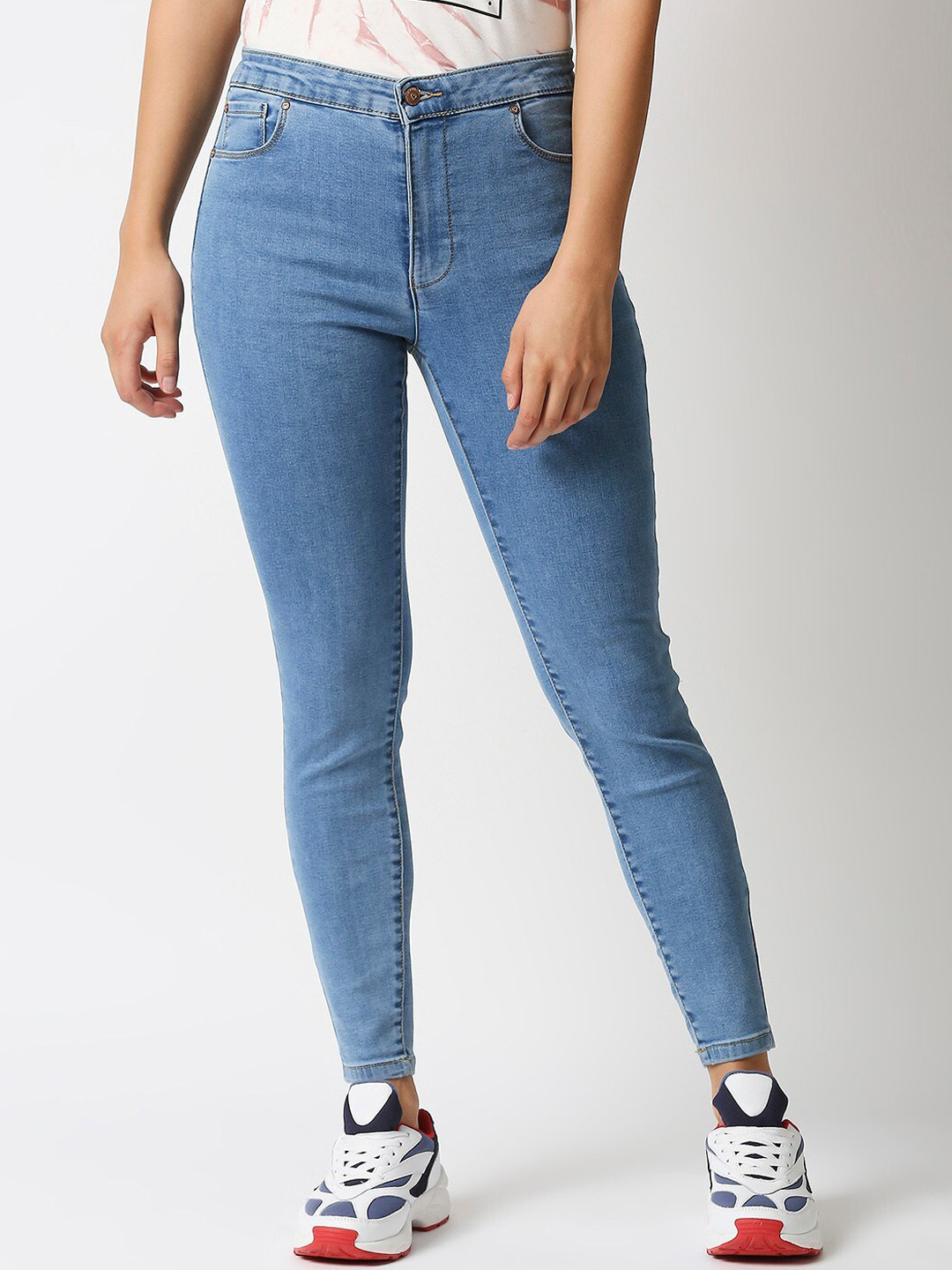 

LOVEGEN Women Blue Tube Skinny Fit High-Rise Stretchable Jeans