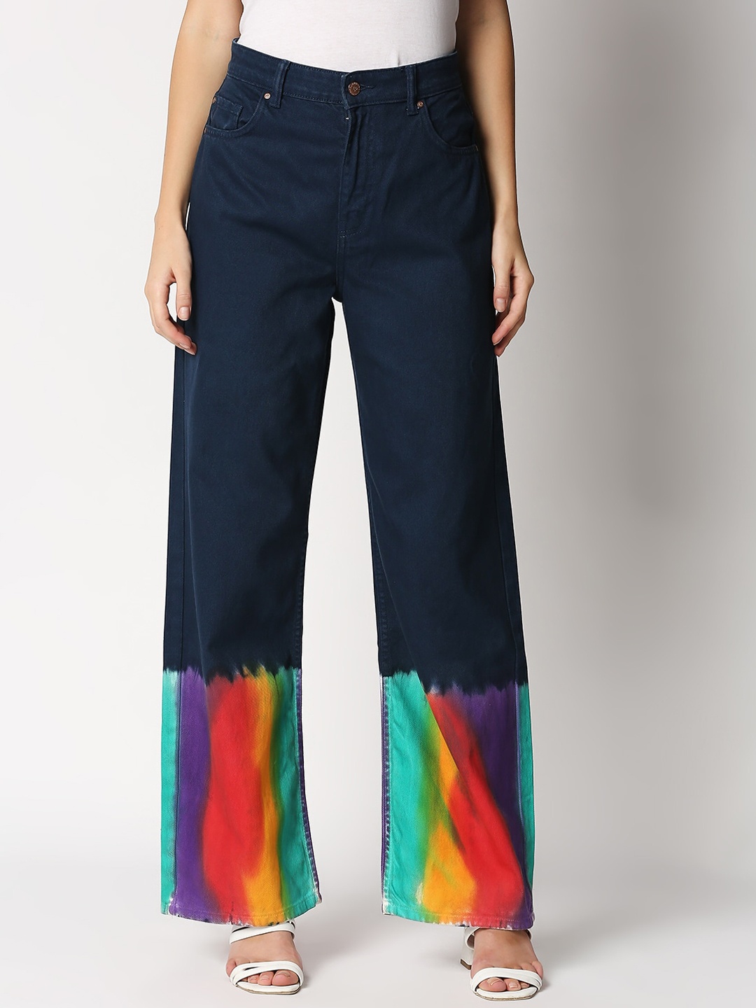 

LOVEGEN Women Blue Hottie Wide Leg High-Rise Jeans