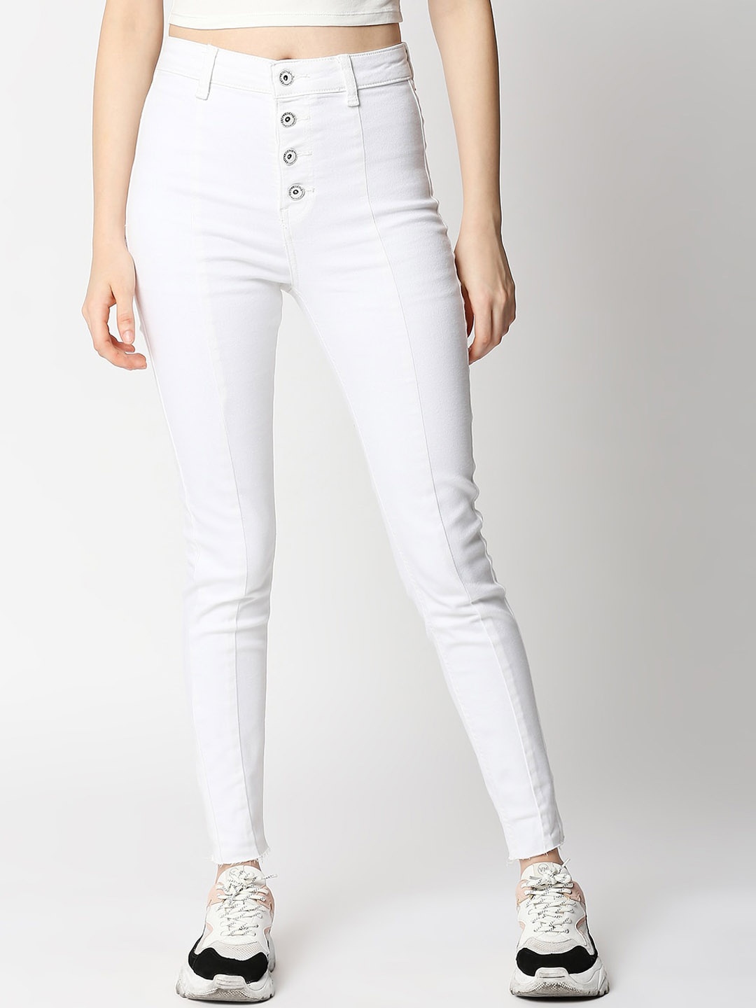 

LOVEGEN Women White Tube Skinny Fit High-Rise Stretchable Jeans