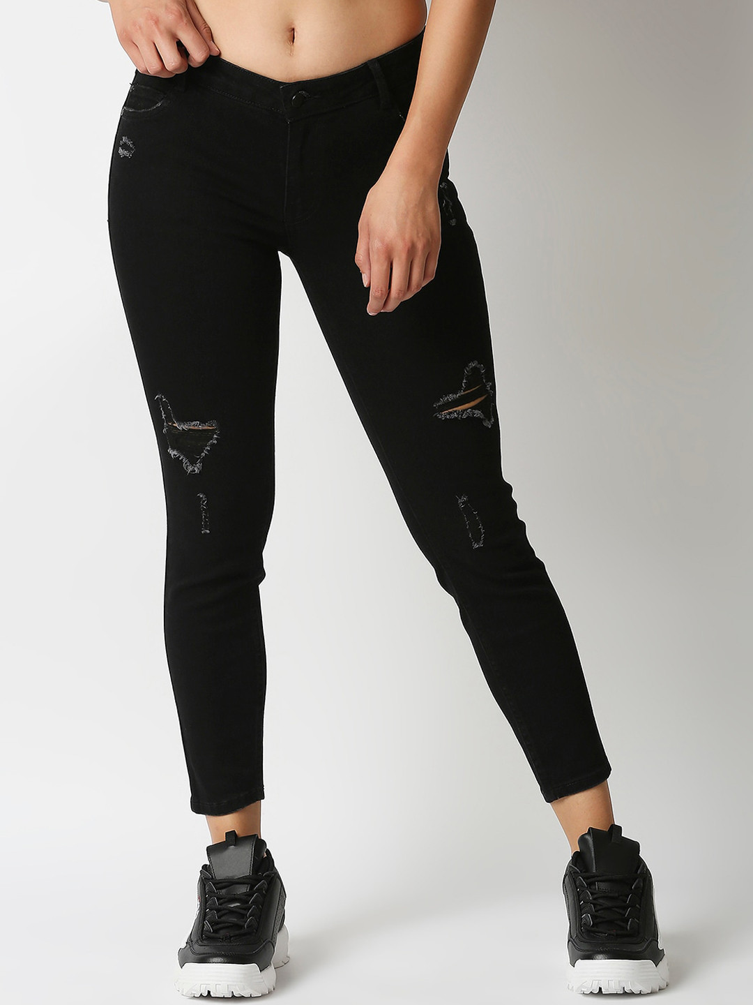 

LOVEGEN Women Black Comfort Skinny Fit Mildly Distressed Stretchable Jeans