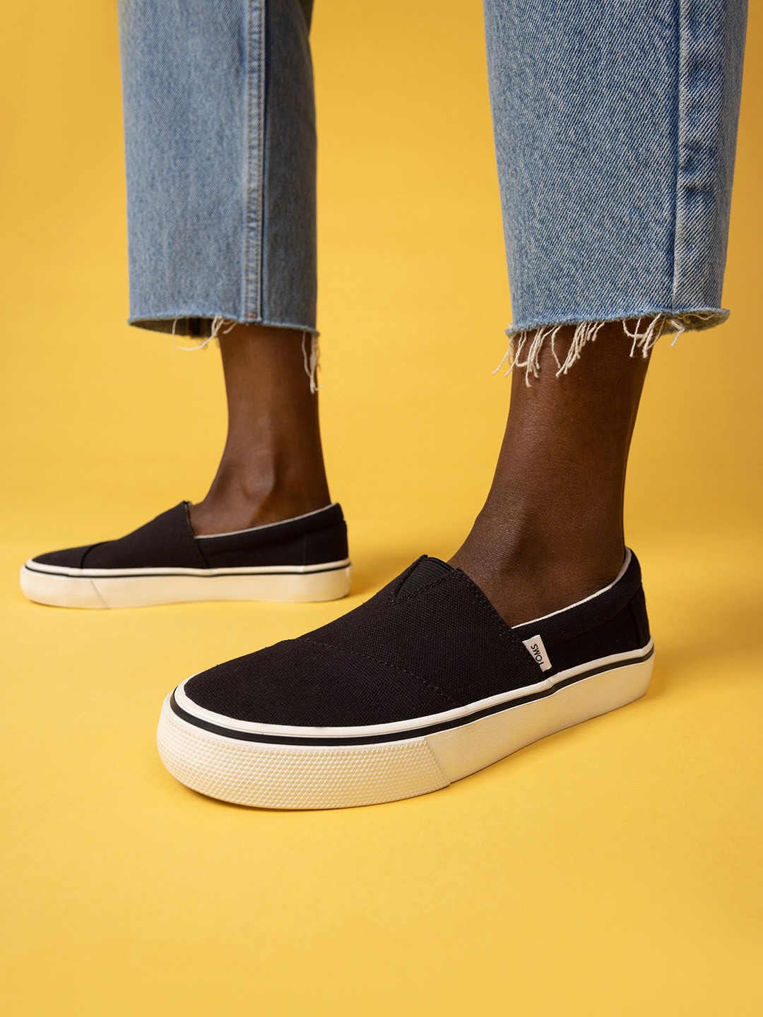 

TOMS Women Black Fenix Alpargata Washed Canvas Slip-On Sneakers
