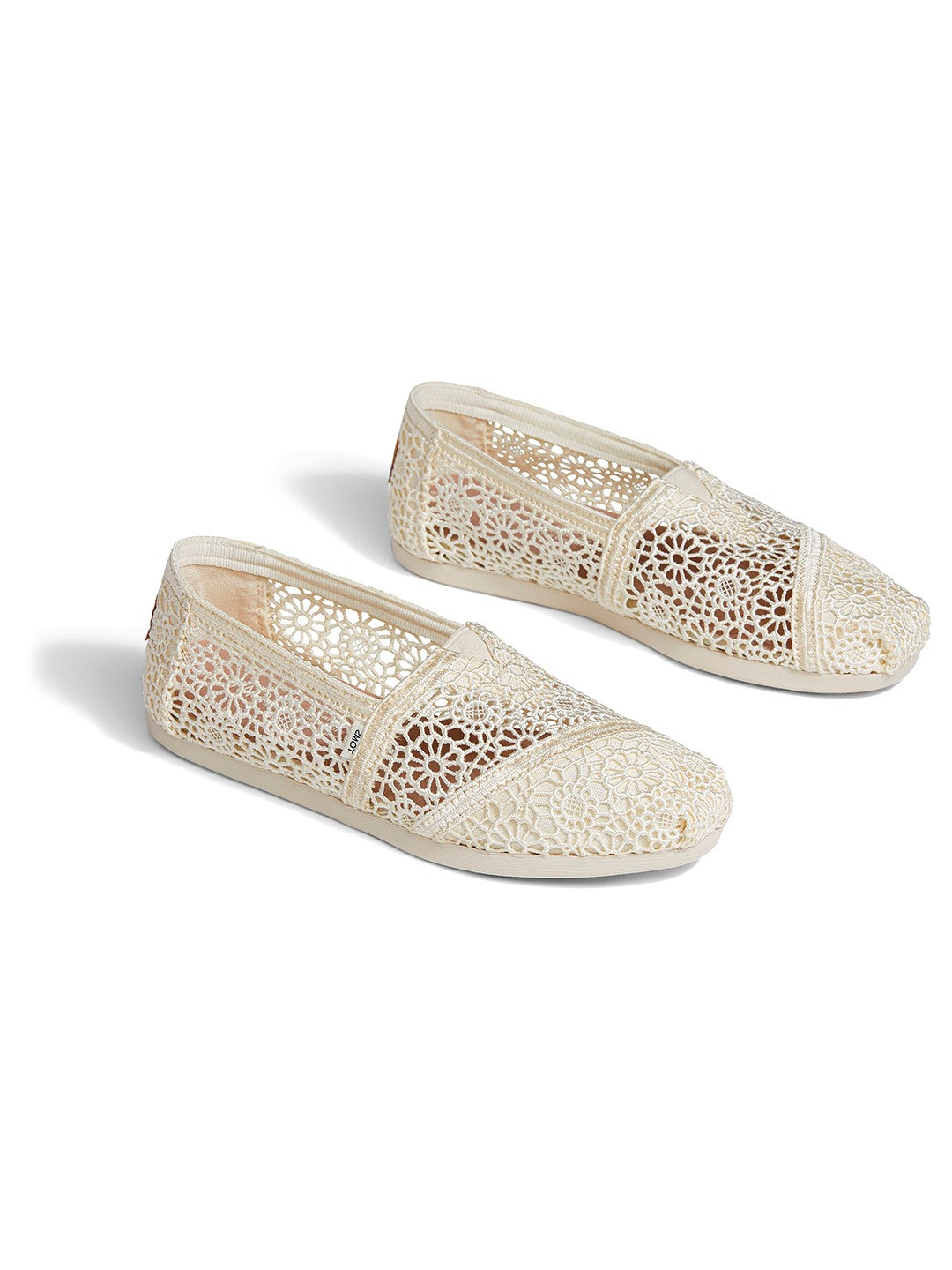 

TOMS Women Beige Moroccan Crochet Alpargata Slip-On Sneakers