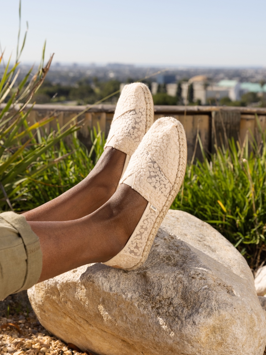 

TOMS Women Beige Lace Alpargata Espadrilles