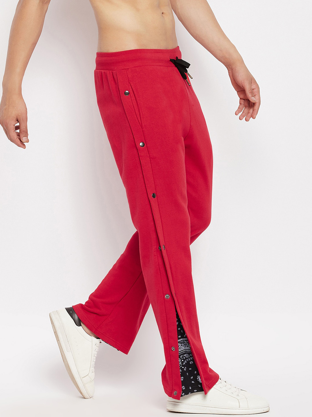 

FUGAZEE Men Red Solid Relaxed-Fit Pure Cotton Joggers Track Pants