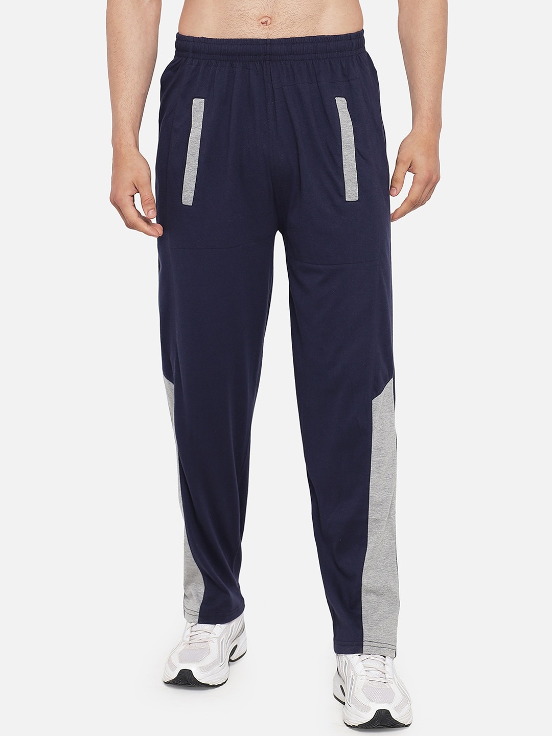 

FFLIRTYGO Men Navy Blue Solid Comfort-Fit Pure Cotton Track Pants