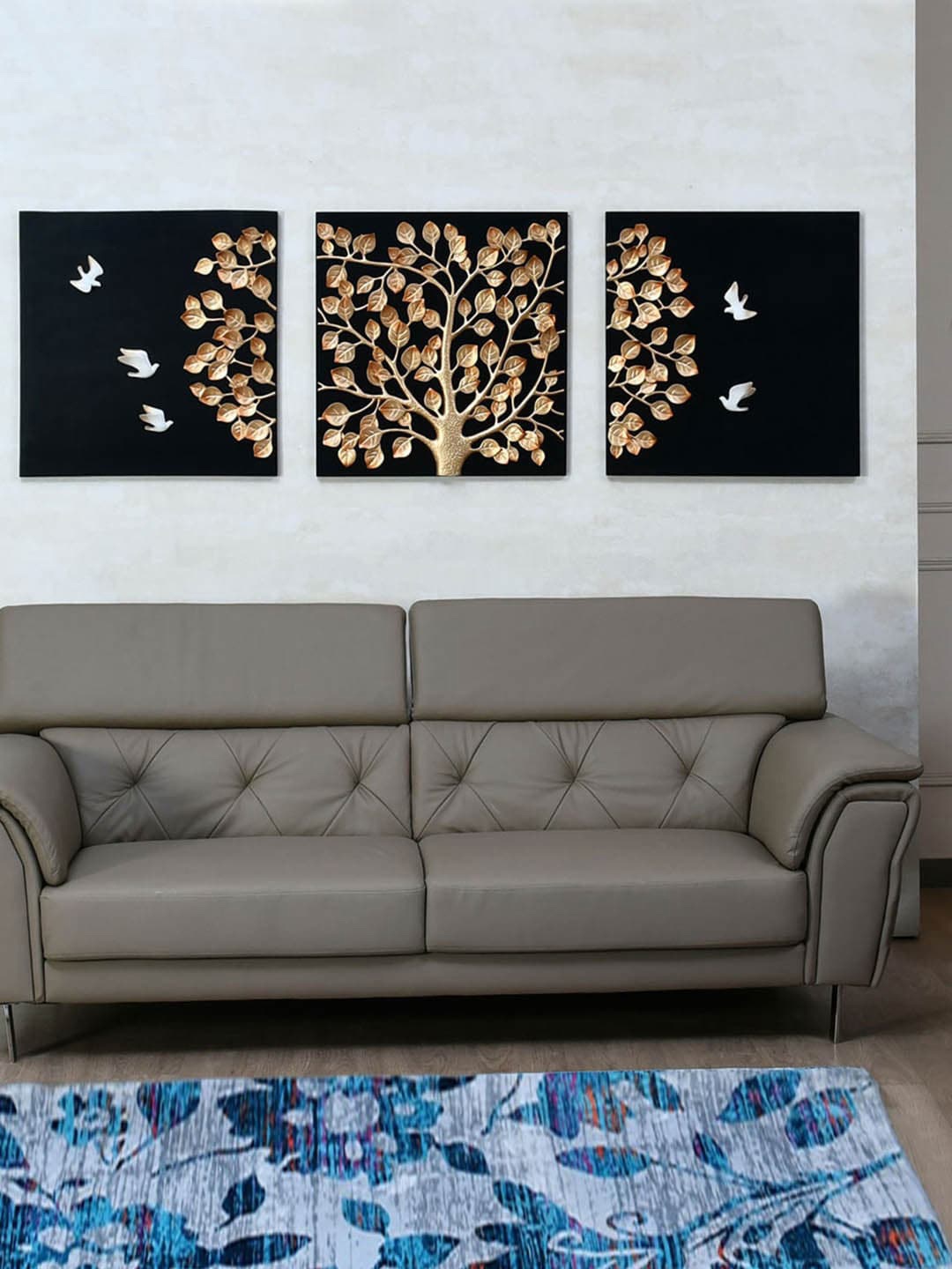 

Athome by Nilkamal Set Of 3 Abstract Wall Decor, Black