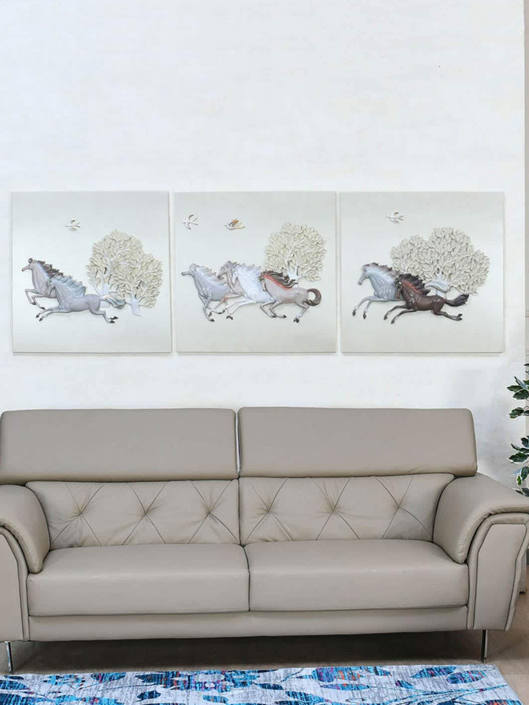 

Athome by Nilkamal Set Of 3 Abstract Wall Decor, White