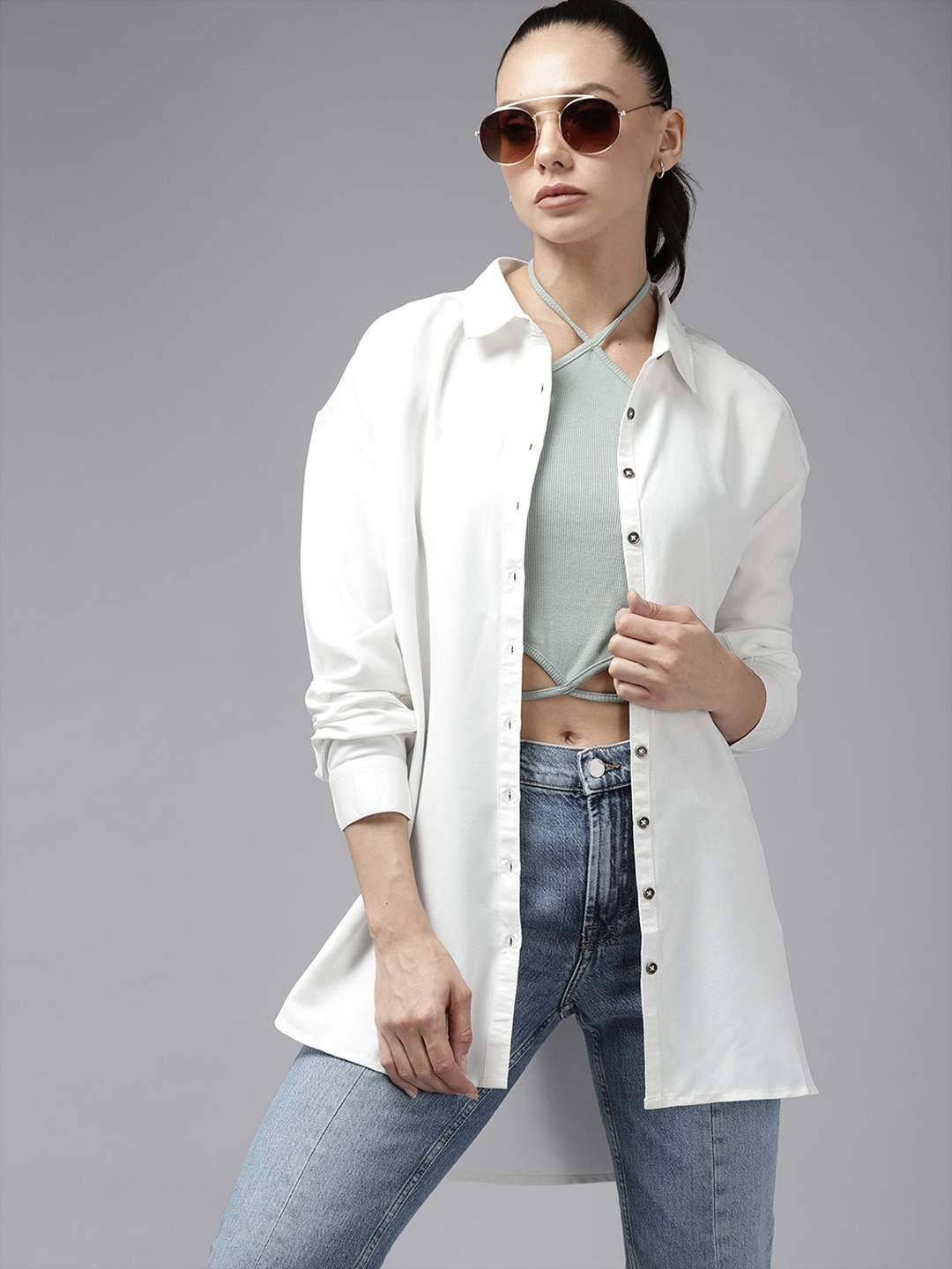 

Roadster Women White Regular Fit Casual Shirt