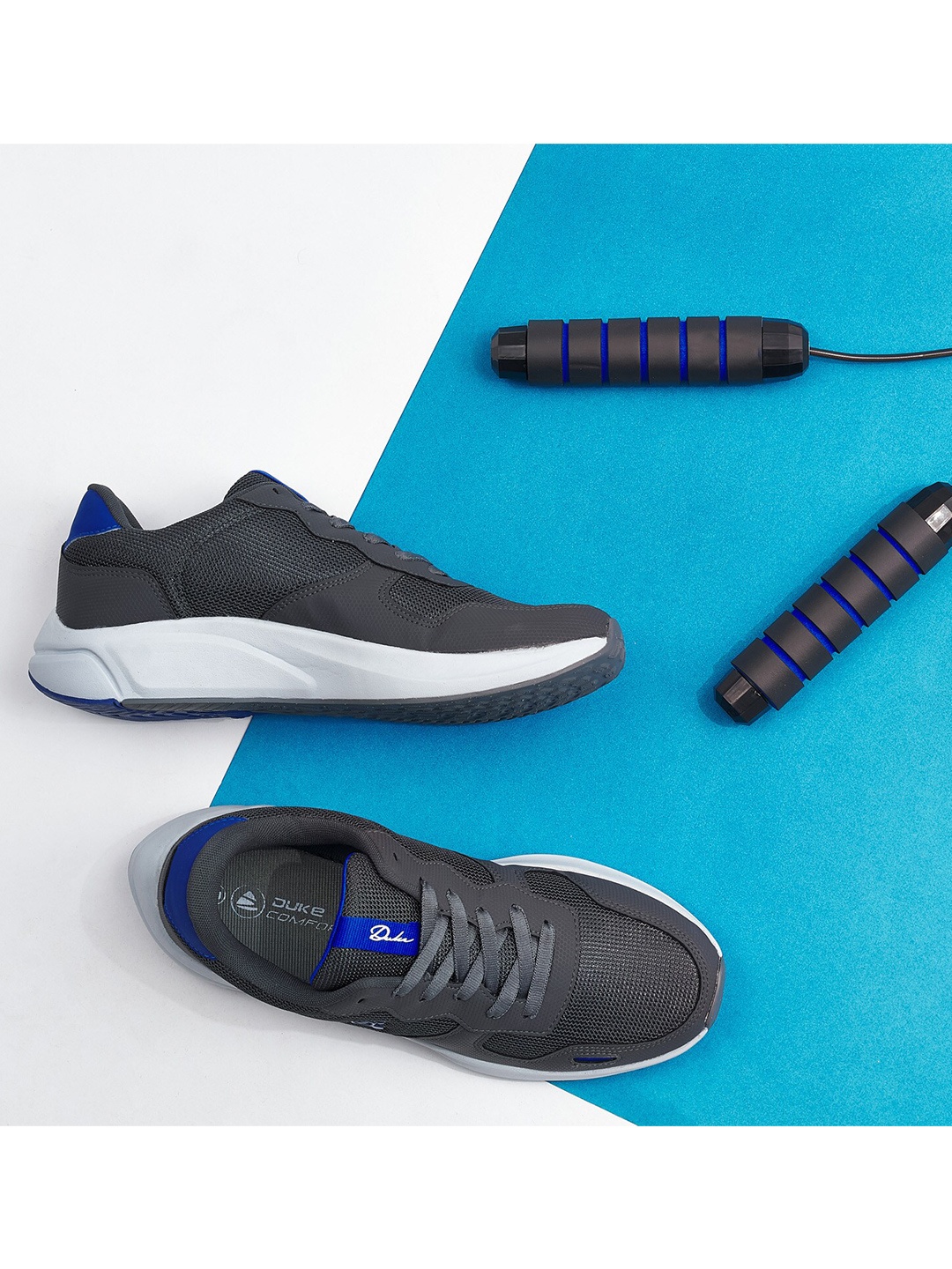 

Duke Men Grey Mesh Running Shoes