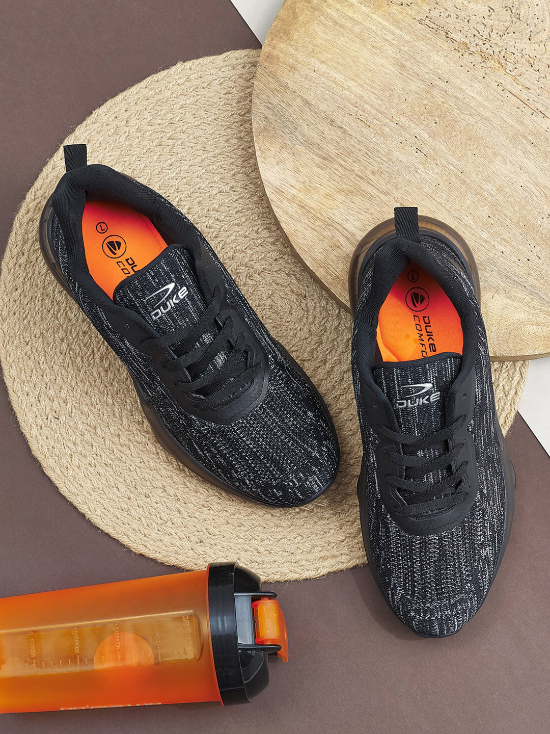 

Duke Men Grey Textile Running Shoes