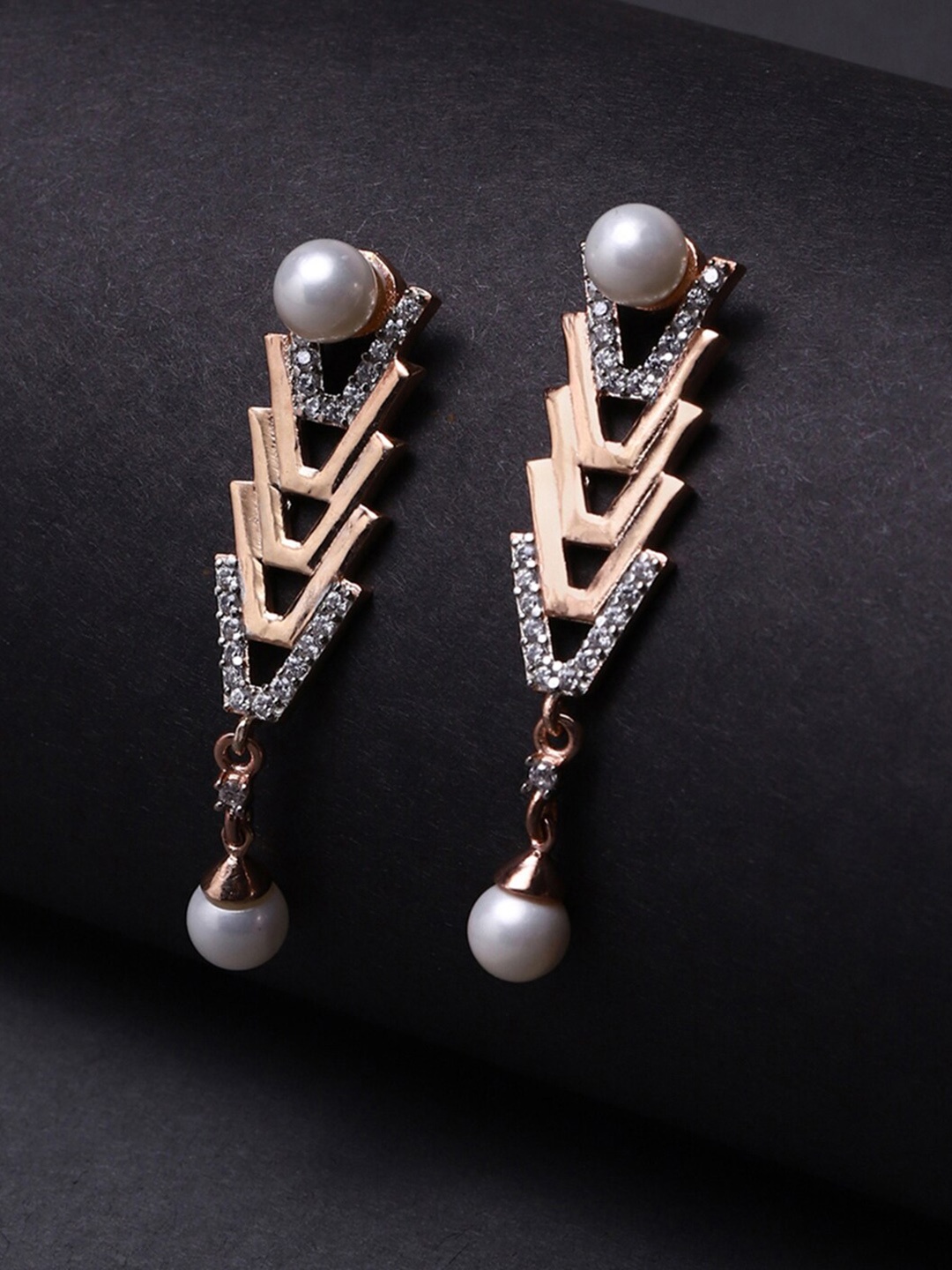 

Voylla Rose Gold Contemporary Drop Earrings