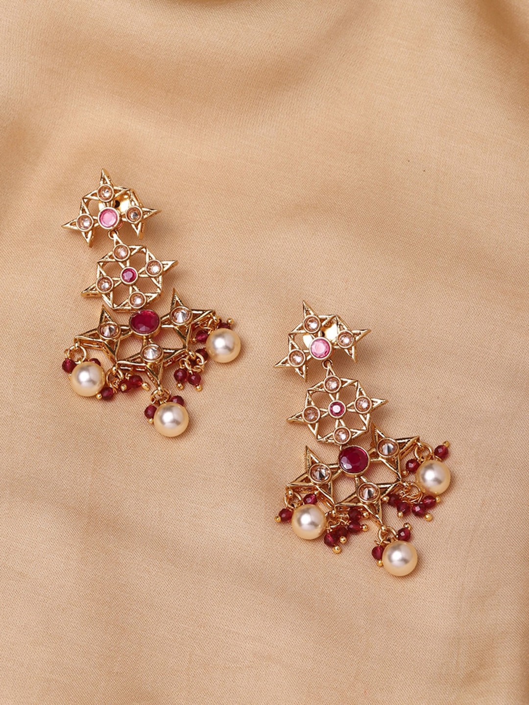

Voylla Gold-Toned Contemporary Drop Earrings