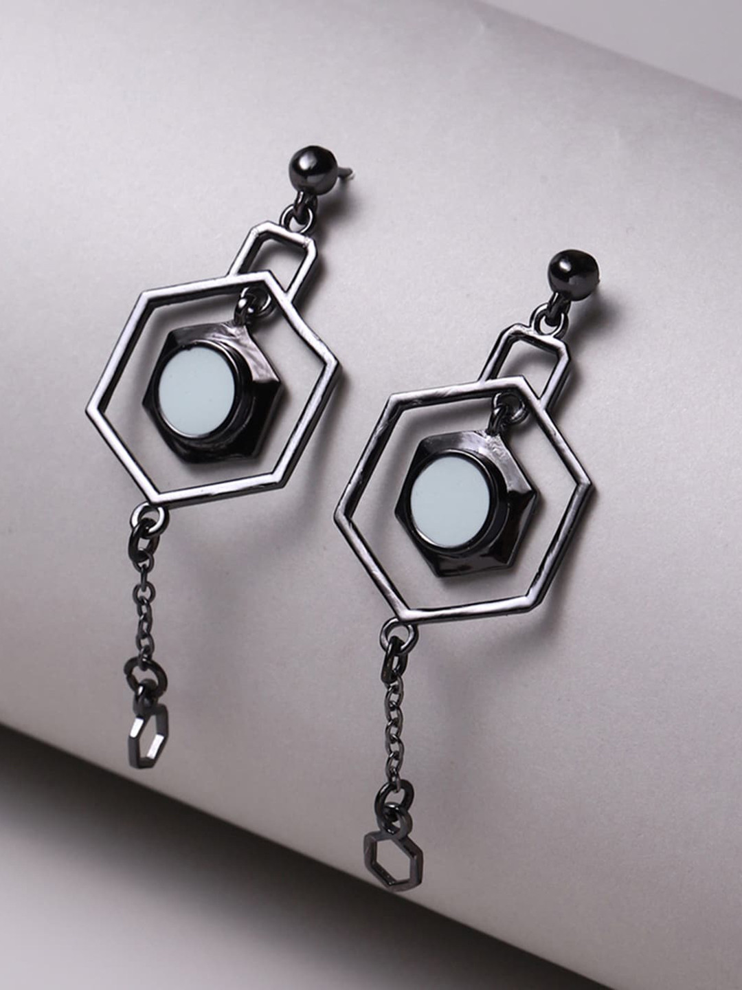 

Voylla Black Contemporary Drop Earrings