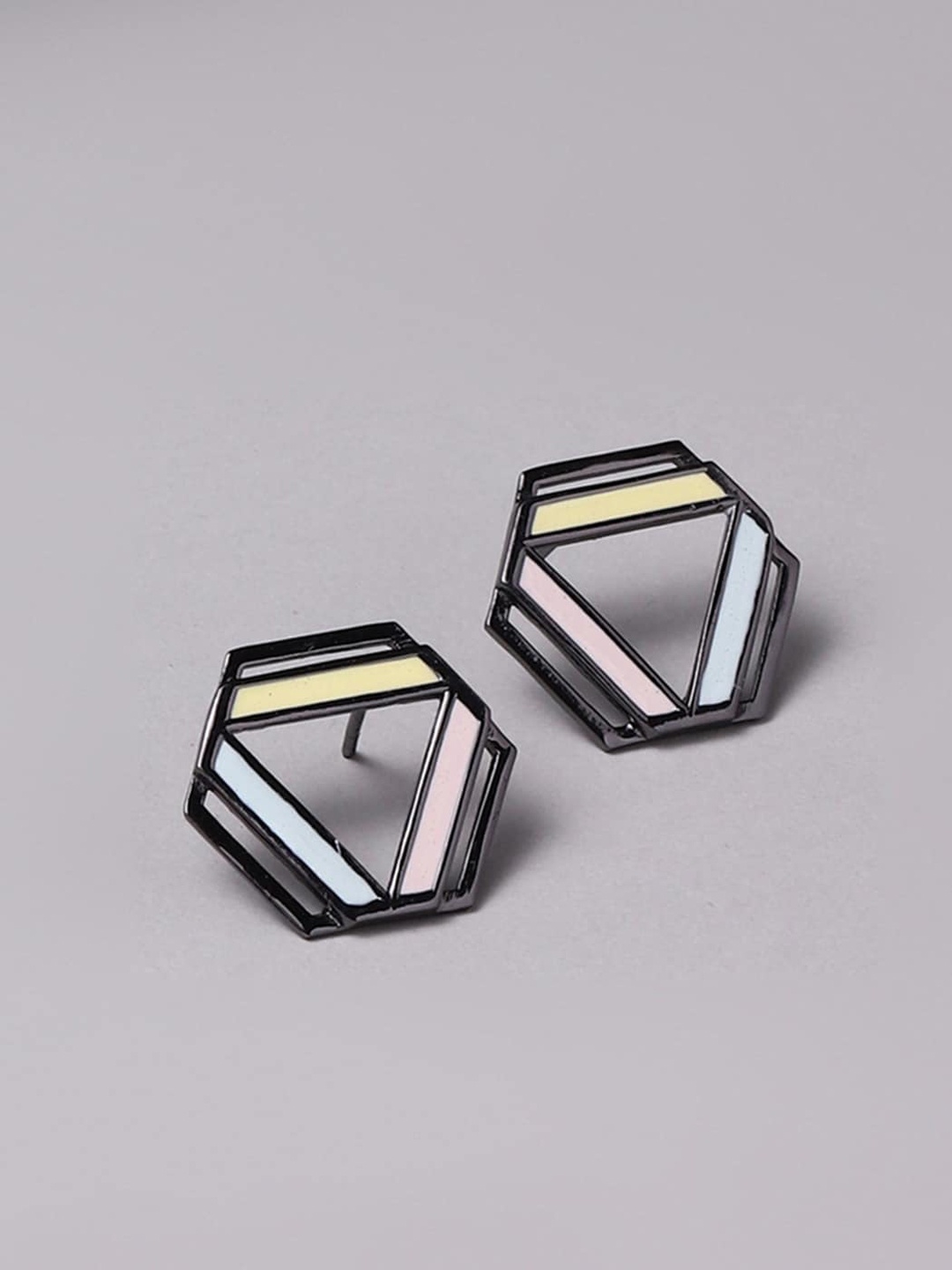 

Voylla Black Contemporary Studs Earrings