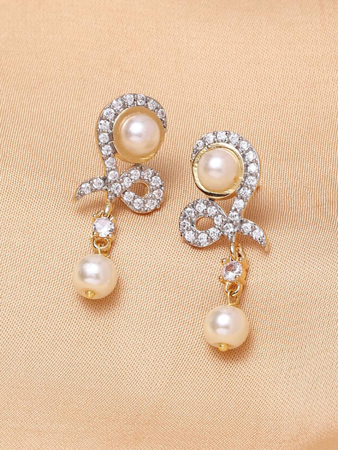 

Voylla Gold-Toned Contemporary Drop Earrings