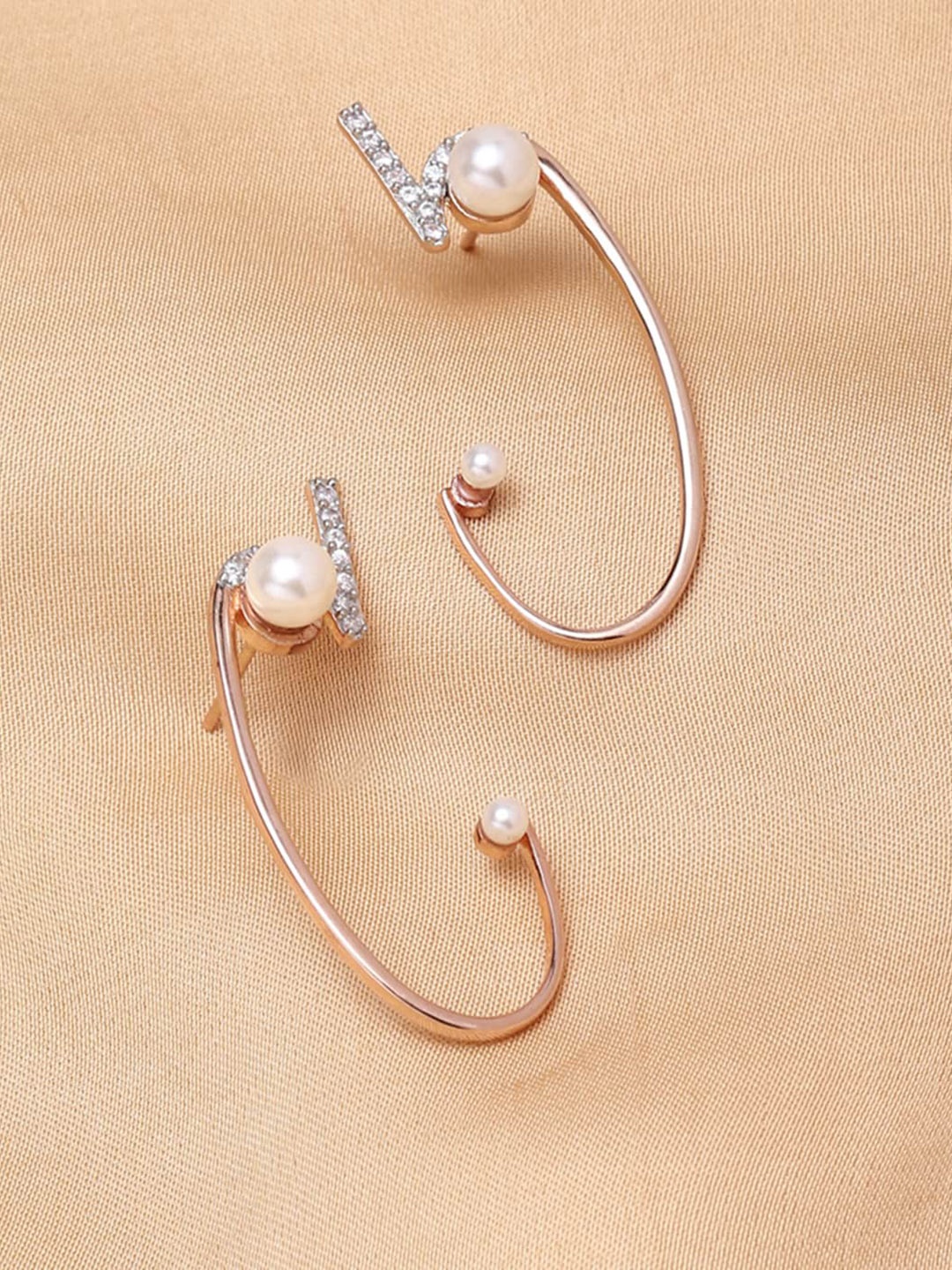 

Voylla Rose Gold Contemporary Half Hoop Earrings