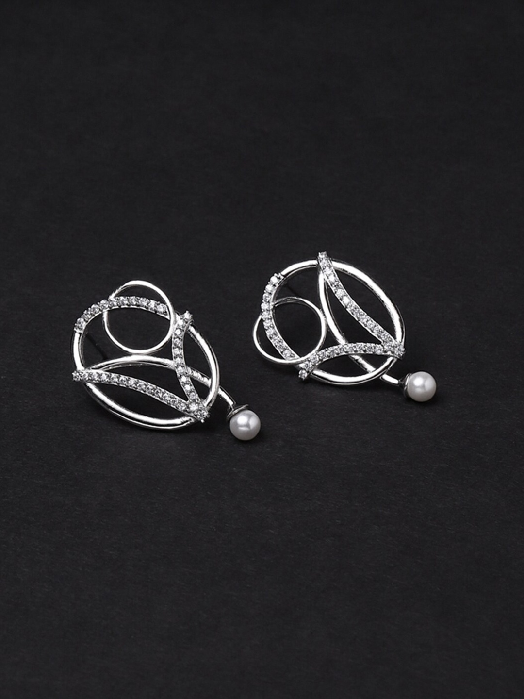 

Voylla Silver-Toned Studs Earrings