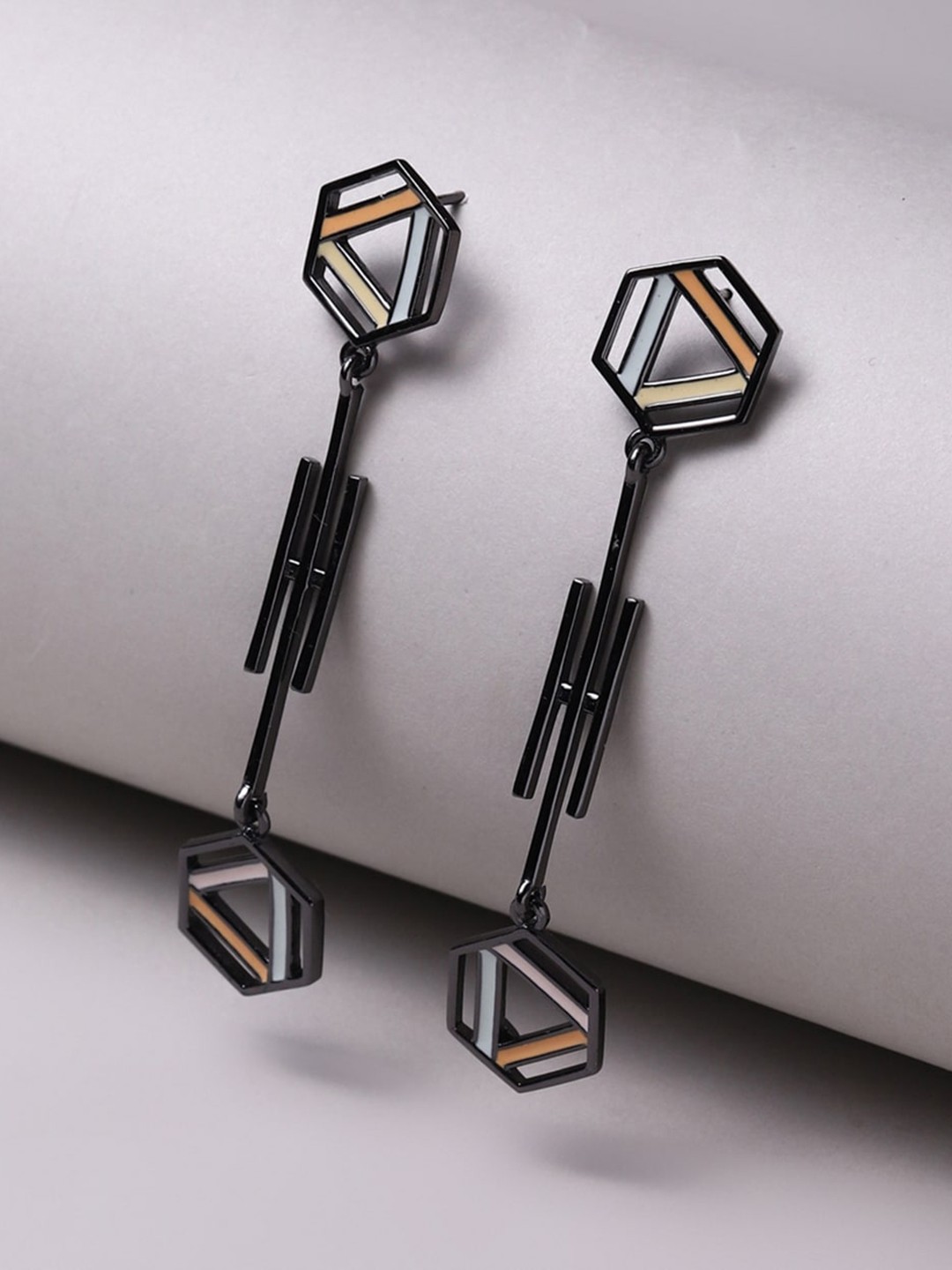 

Voylla Black Contemporary Drop Earrings