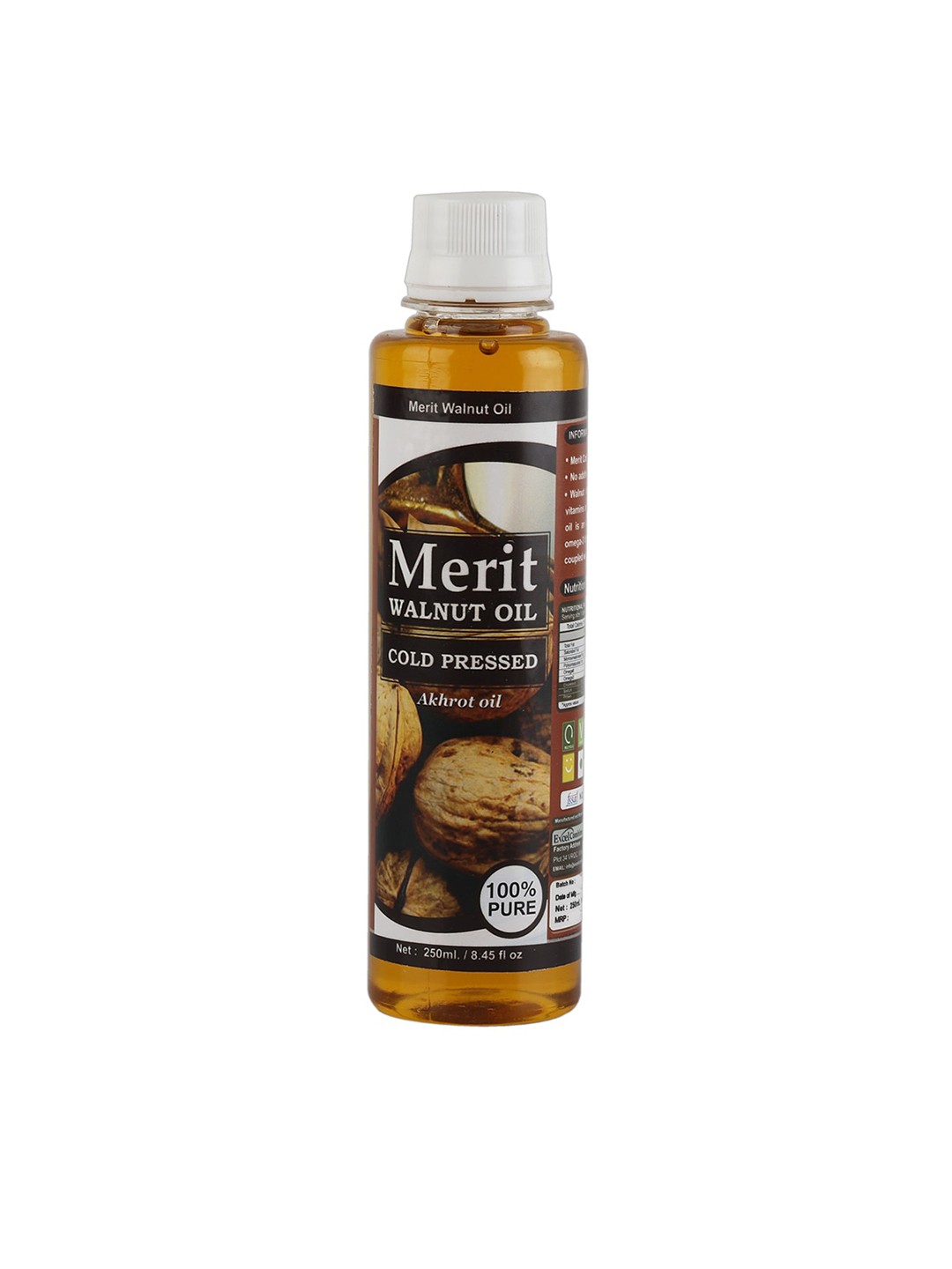 

Merit VCO 100% Pure Cold Pressed Walnut Oil - 250 ml, Brown